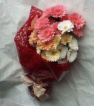 bursaya iek Kark gerbera iekleri buketi